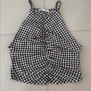 Zara Gingham Ruched Top